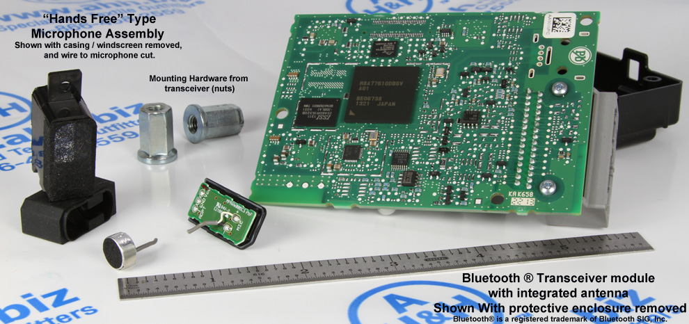 Honda Bluetooth module and microphone with covers removed Honda Bluetooth module and microphone with covers removed